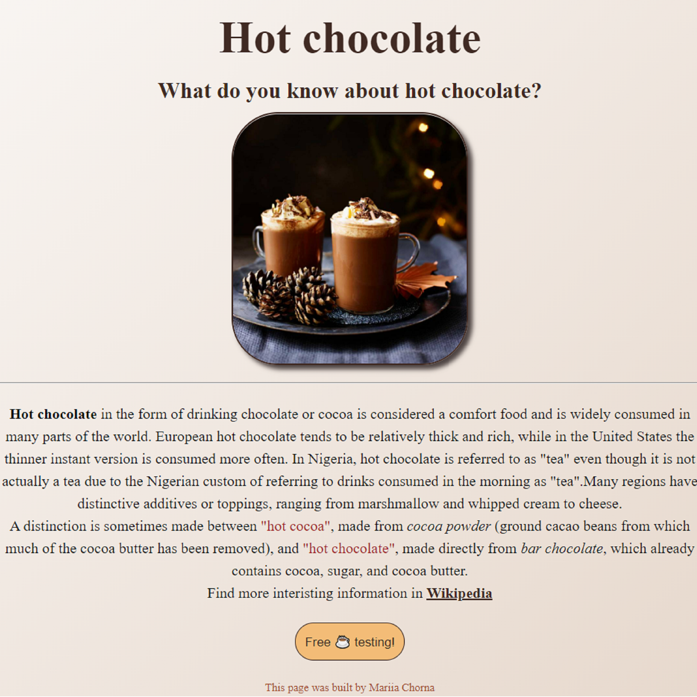 hot-chocolate project